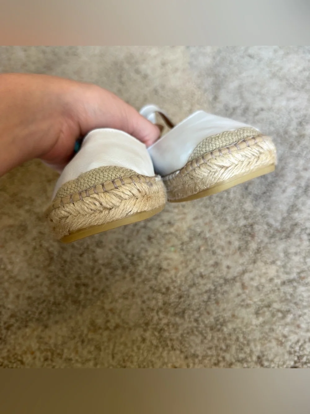 FABIOLAS Classy Buckle White MaryJane Low Heel Espadrilles  EU Sz 41 / US 10